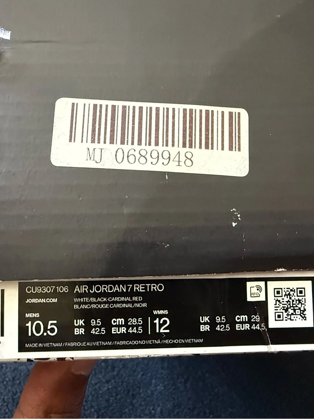 Air Jordan 7 Retro “Cardinal” Sz 10.5
